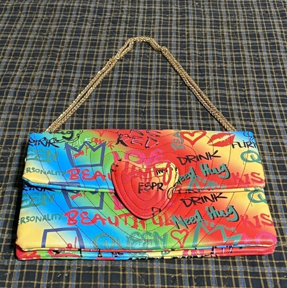 graffiti purse Handbags - Vibrant Multicolor Graffiti Clutch